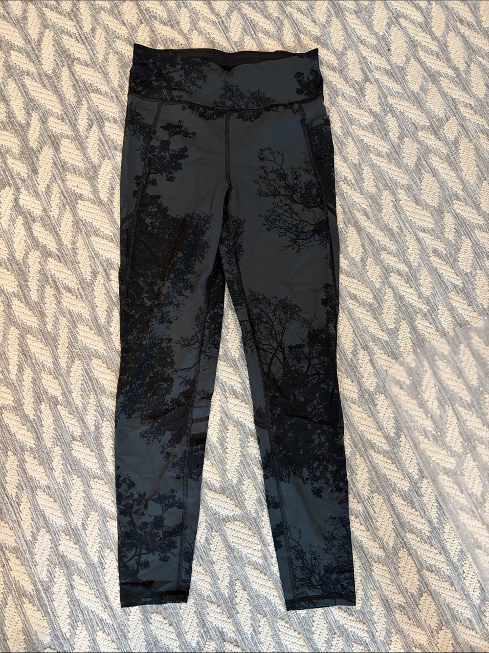 Sweaty Betty Black High-Rise Tree-Print Leggings